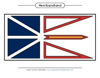 Newfoundland and Labrador Flag (Full Colour) Canada Worksheet