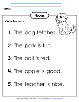 Identify Nouns (B) Worksheet