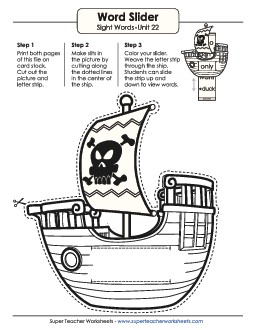 Word Slider (Unit 22) Sight Words Worksheet