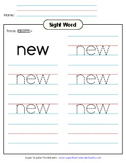 Trace the Word: New Sight Words Individual Worksheet