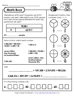 Math Buzz: Week 7 Worksheets 31 through 35 Daily Math Review Worksheet