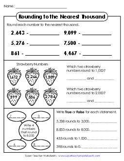 Rounding to the Nearest Thousand Free Worksheet