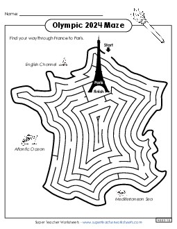 2024 Olympic Maze: France Olympics Worksheet