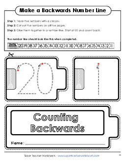 Make a Reverse Number Line (20 to 1) Counting Worksheet