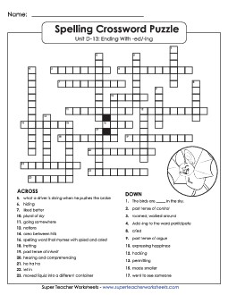 Crossword Puzzle (D-13) Spelling D Worksheet