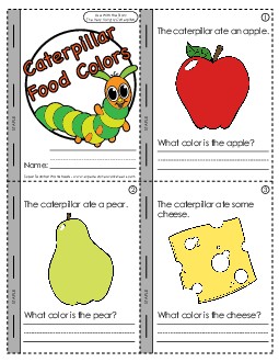 Caterpillar Food Colors Mini-Book Picture Book Very Hungry Caterpillar Worksheet