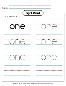 Trace the Word: One Sight Words Individual Worksheet