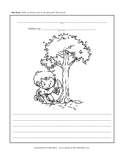 Picture Writing Prompt - Tree Free 1st Grade ELA Worksheet