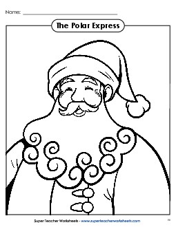 Santa Coloring Page Picture Book Polar Express Worksheet