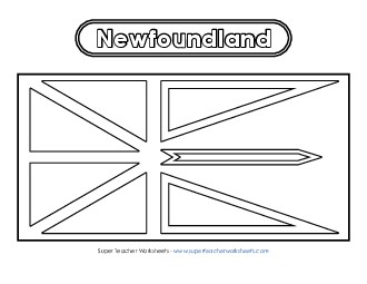 Newfoundland and Labrador Flag (Black & White) Free Canada Worksheet