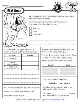 New ELA Buzz: Week 9<br>Worksheets 41 through 45 Worksheet