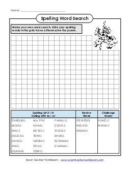 Make-a-Search (D-14) Spelling D Worksheet