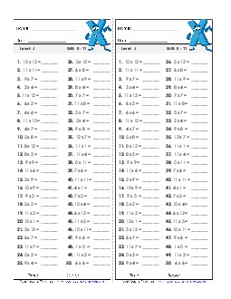 Timed Quiz: 0-11 Multiplication Worksheet