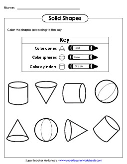 Color Solid Shapes Worksheet