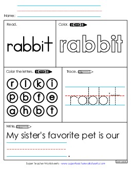 Worksheet 1: Rabbit Sight Words Individual Worksheet