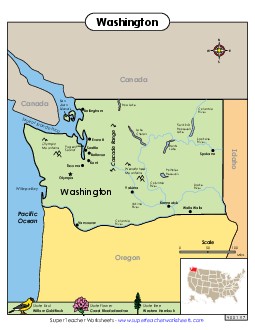 Map of Washington State Maps Worksheet