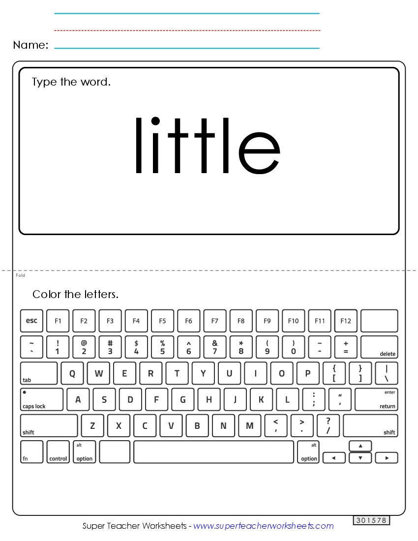 Type the Word: Little Sight Words Individual Worksheet