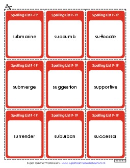 Flashcards (F-19)  Spelling F Worksheet