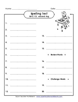 Spelling Test (C-12) Spelling C Worksheet