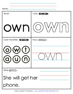 Worksheet 1: Own Free Sight Words Individual Worksheet