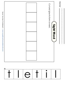 Large Cut-and-Glue: Little Sight Words Individual Worksheet