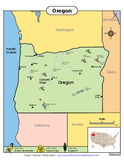 Map of Oregon State Maps Worksheet