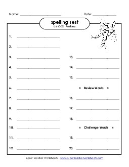 Spelling Test (C-22) Spelling C Worksheet