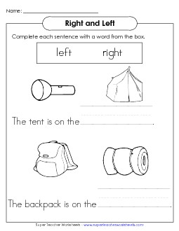 Camping: Right and Left Right Left Worksheet