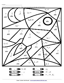 Rocket Mystery Picture Multiplication Worksheet