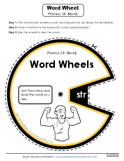 Word Wheel (Str- Words) Phonics Blends Worksheet