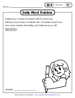 Daily Word Problems D-1 through D-5 Free Worksheet