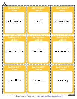 Flashcards (Careers) Spelling F Worksheet