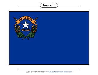 Nevada State Flag (Full-Color Version) States Individual Worksheet