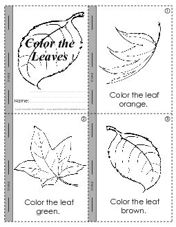 Mini-Book: Leaf Coloring Fall Worksheet