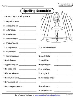 Word Scramble (F-26)  Spelling F Worksheet