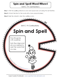 Spin and Spell (C-19)  Spelling C Worksheet