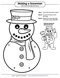 Make a Snowman Craft Winter Worksheet