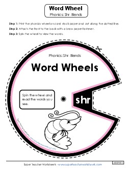 Word Wheel (Shr- Words) Phonics Blends Worksheet