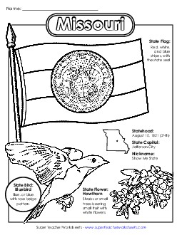 Missouri State Symbols Coloring Page Free States Individual Worksheet