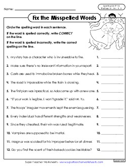 Correct or Incorrect? (F-18) Spelling F Worksheet