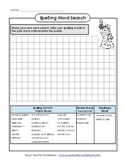 Make-a-Search (E-27)  Spelling E Worksheet