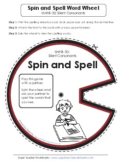 Spin-and-Spell (B-30) Spelling B Worksheet