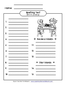 Spelling Test (B-14) Spelling B Worksheet