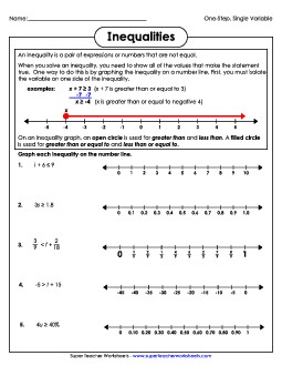 Inequalities (Intermediate) Free Worksheet