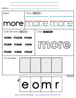 Worksheet 2: More Sight Words Individual Worksheet