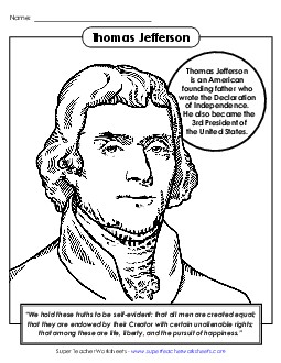 Thomas Jefferson Presidents Worksheet