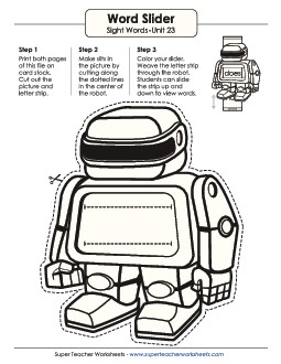 Word Slider (Unit 23) Sight Words Worksheet