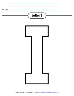 Outline - Uppercase I Alphabet Worksheet