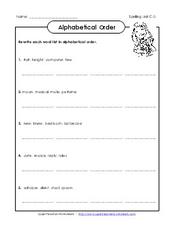 Alphabetical Order (C-5) Spelling C Worksheet