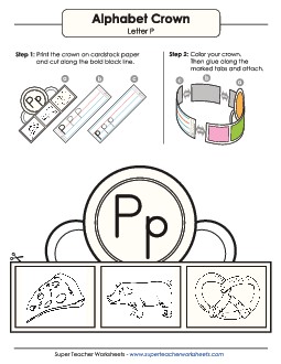 Letter P - Crown Alphabet Worksheet